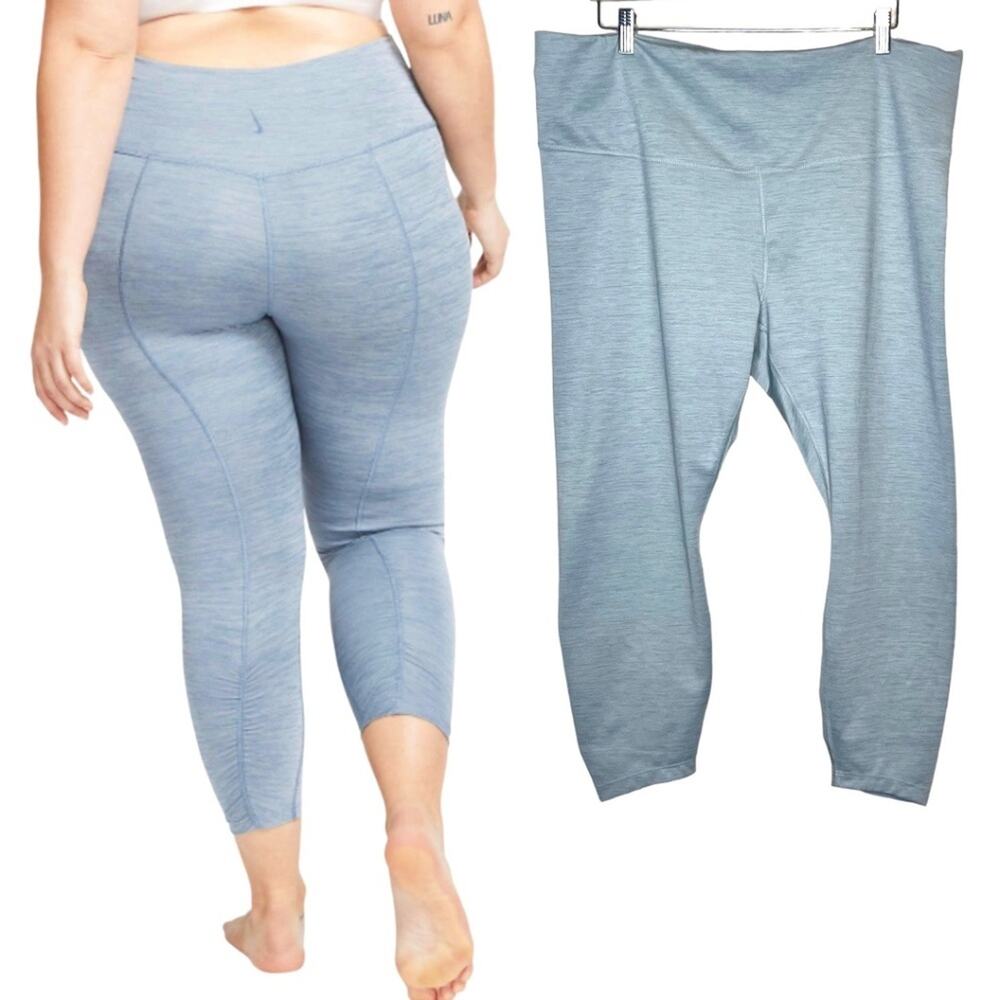 Nike Yoga Women's Plus Sz Grey Ruched Calf Yoga 7/8 Tights NWOT